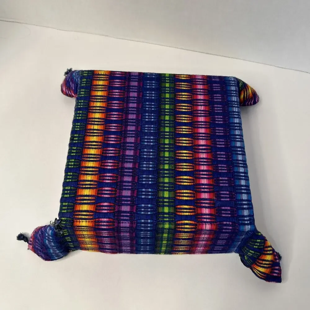 Guatemala Handmade Woven ARTISAN Multicolor‎ Bread Basket With Tie Corners